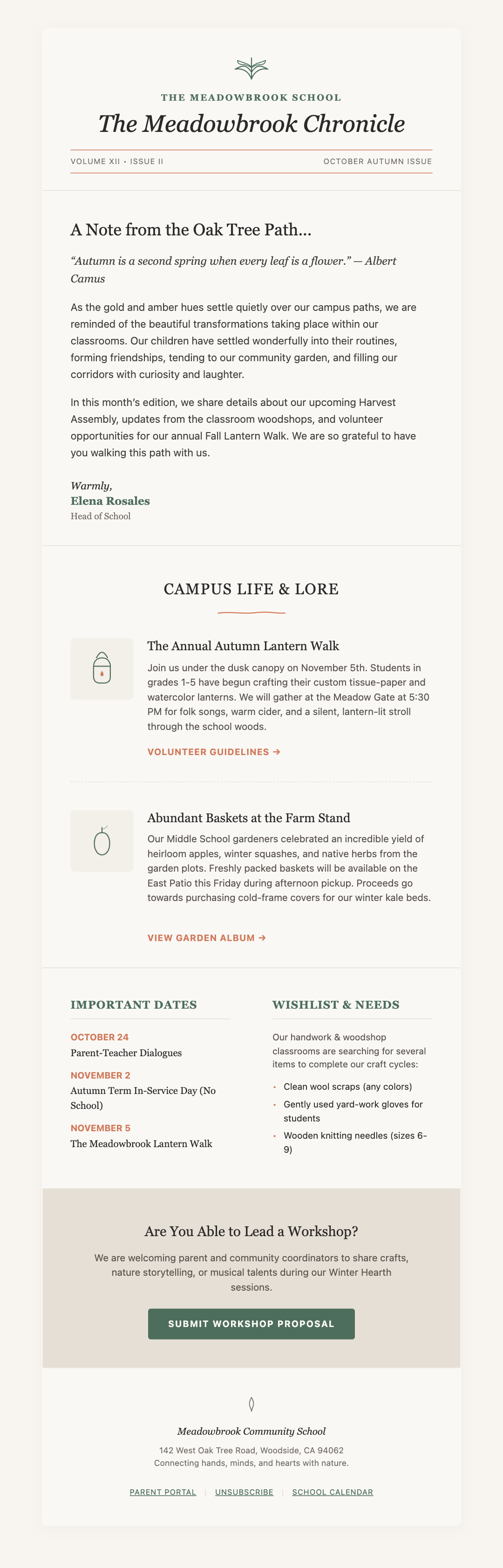 Warm Editorial School Newsletter
