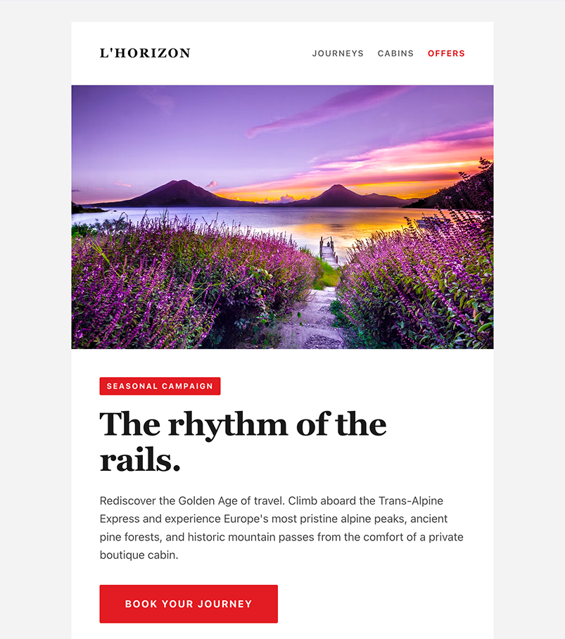 Alpine Rail Adventure Promotional Email
