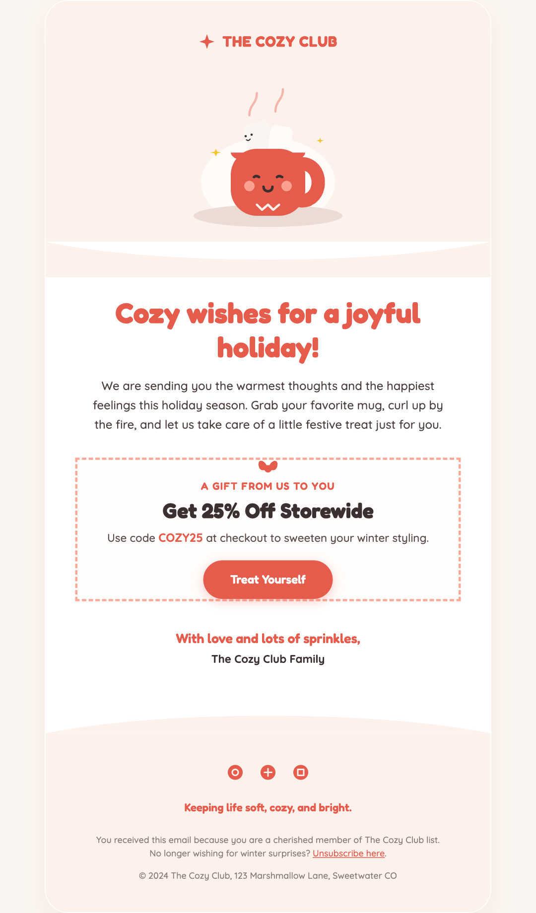 Playful Coral Holiday Greeting Email